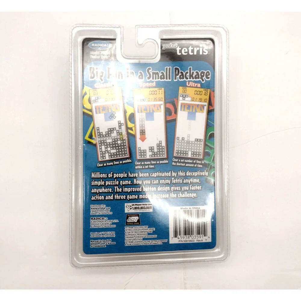 RADICA POCKET TETRIS 3 Games In 1 Model 72014 Popular Game 2001